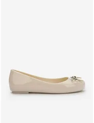 Mini Melissa Girls Sweet Love Chrome Ballerinas in Ivory