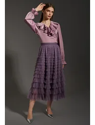 Swan Cloud Midi Skirt in Purple - 2