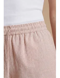 Pinstripe Tie Waist Wide Leg Relaxed Trouser - 1