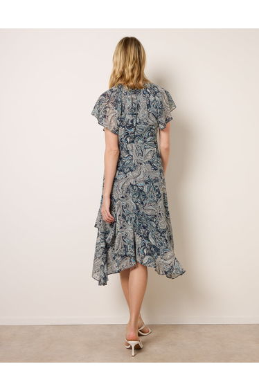 Paisley Print Angel Sleeve Asymmetric Midi Dress product thumbnail 4