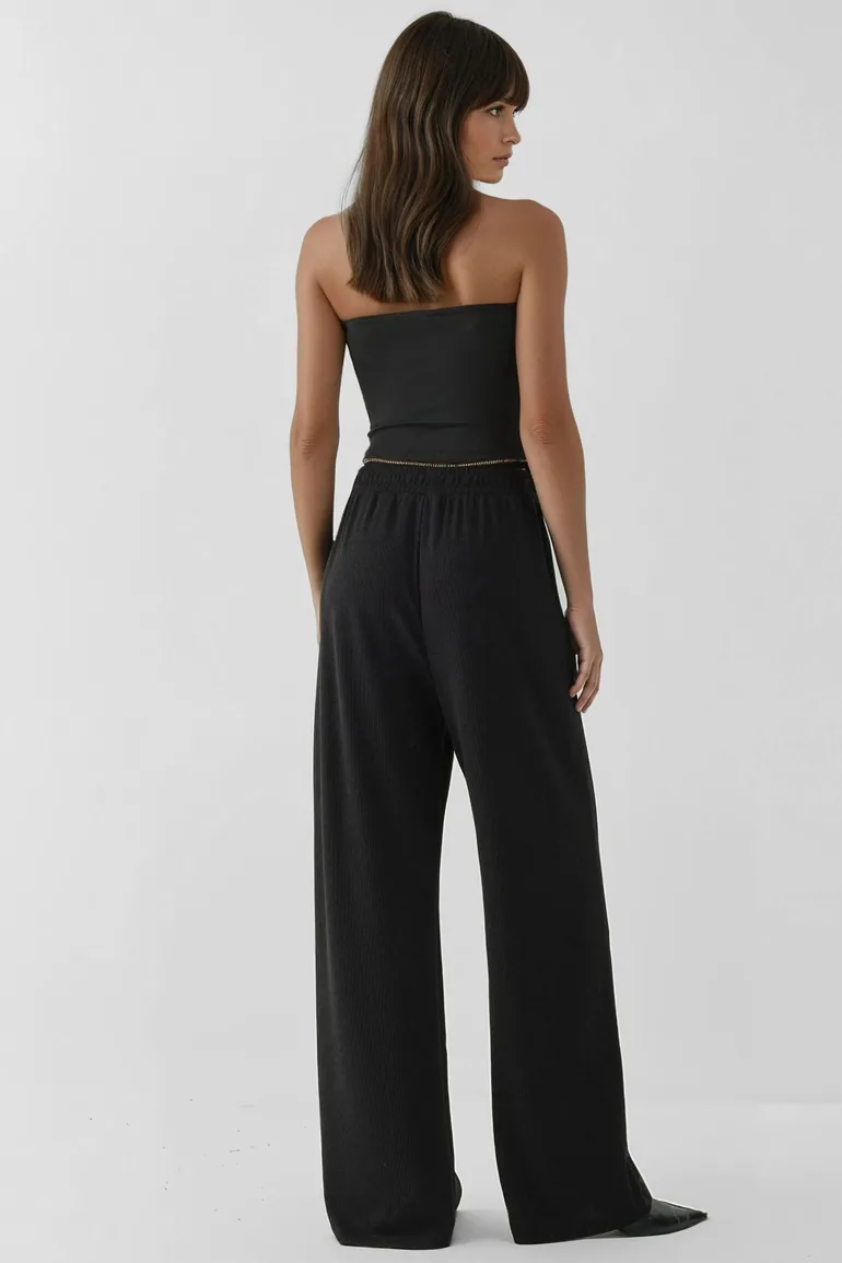 Wide Leg Textured Knit Pants - 3