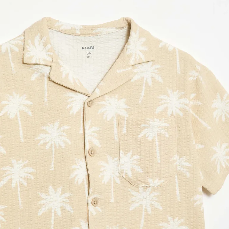 Short-sleeved honeycomb shirt BEIGE - 1