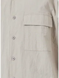 Men Beige Resort Collar Oversized Shirt - 2