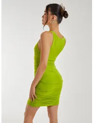 Halter Neck Ruched Slinky Mini Dress - 6