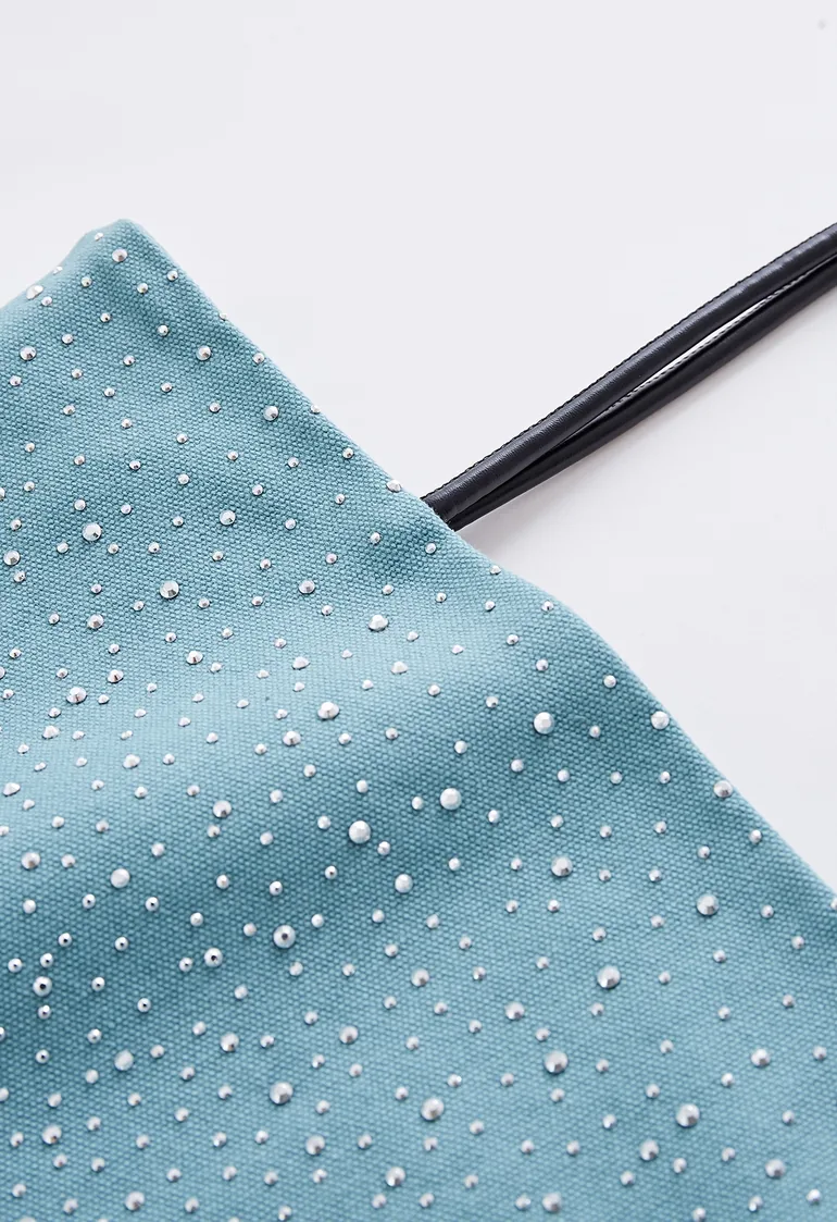 Bronzing Rhinestones Shoulder Bag in Turquoise - 1