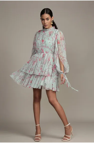 Randee Mini Dress in Sage Print