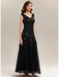 ever FREYA|Embroidered Sequin Cap Sleeve High Stretch Evening Dress - 4