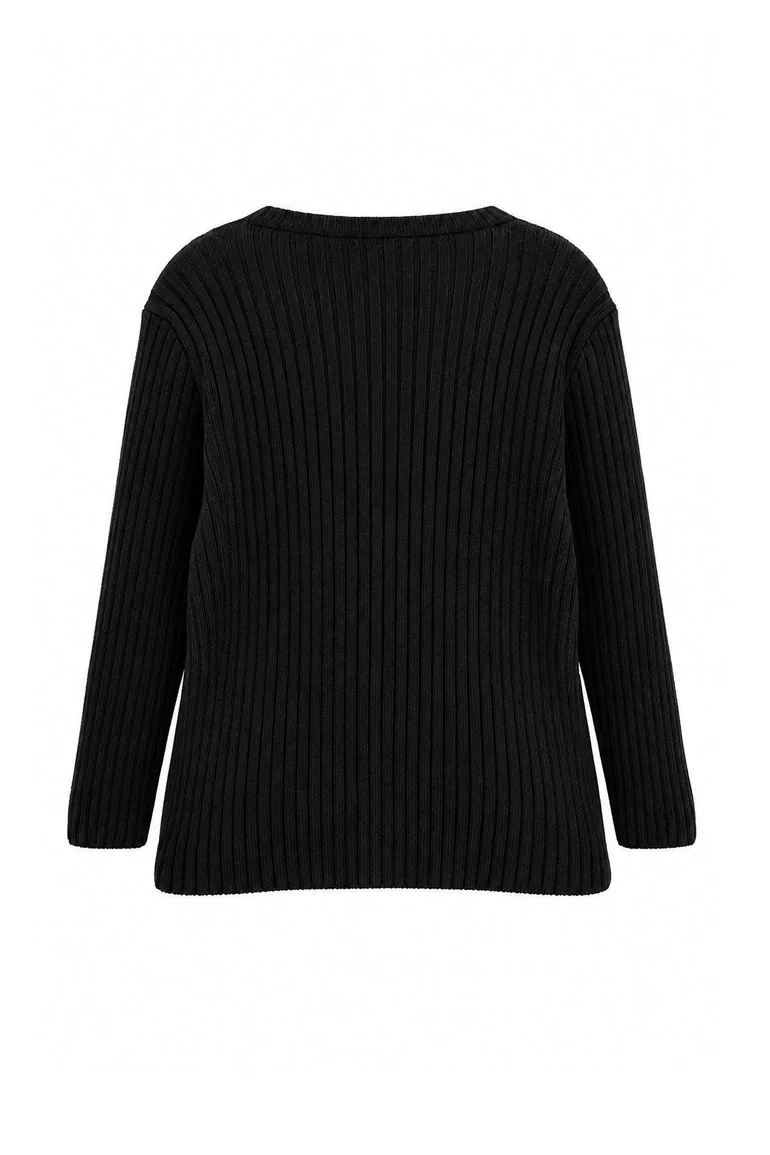 More Sustainable Black Button Detailed Knitwear Cardigan - 6