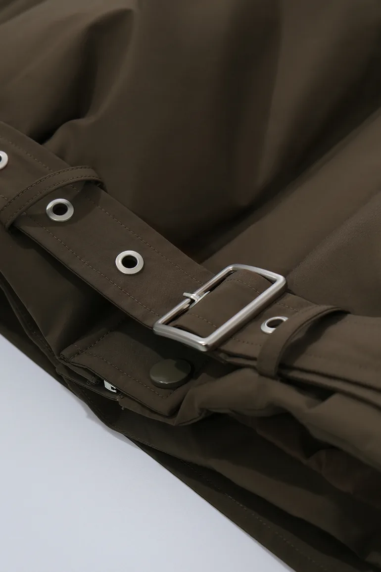 Wool Collar Belted Down Jacket - 12