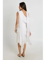 Chiffon Asymmetric Multiwear Wrap Top - ivory - 1