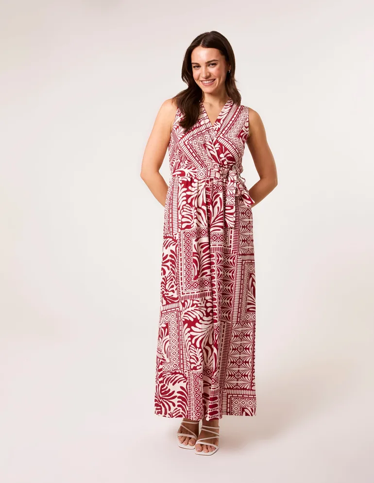 Sleeveless Leaf Print Jumpsuit - 2