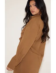 Chocolate Overlay Long Sleeve Shirt Dress - 2