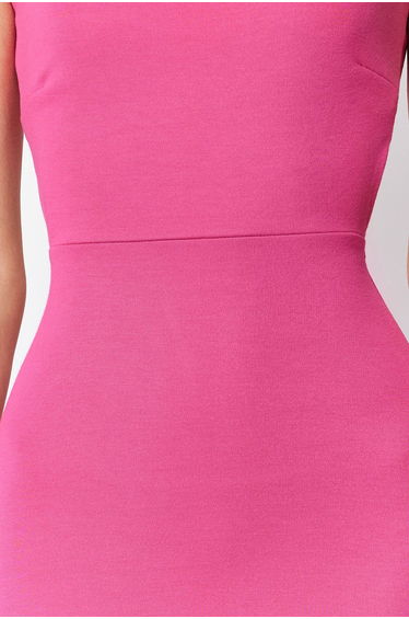 Fuchsia Cut Out Detailed Fitted/Fitted Midi Knitted Midaxi Dress with Slit product thumbnail 4
