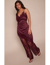 Shape Plum Lace Wide Leg Trouser - 1