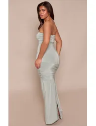 Shape Sage Green Bandeau Wrap Tie Waist Maxi Dress - 1