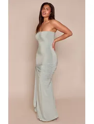 Shape Sage Green Bandeau Wrap Tie Waist Maxi Dress - 2