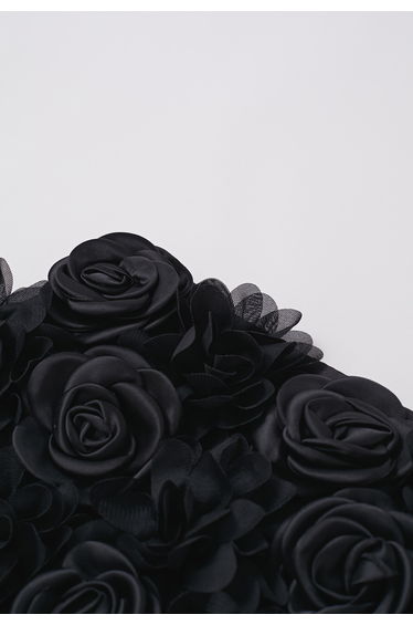 3D Rose Petal Satin Skorts in Black product thumbnail 4