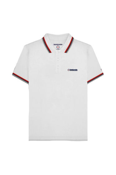 Lambretta Mens SS25 Triple Tipped Polo Shirt - White/Red product thumbnail 2