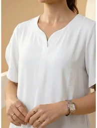 Off White Short Sleeve Regular Fit Top - 4
