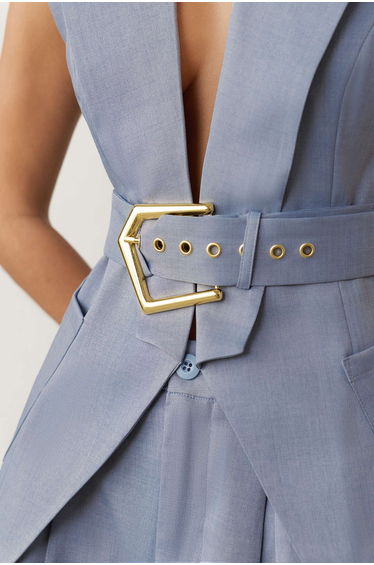 Notched Lapel V-Neck Belted Pocket Vest product thumbnail 2