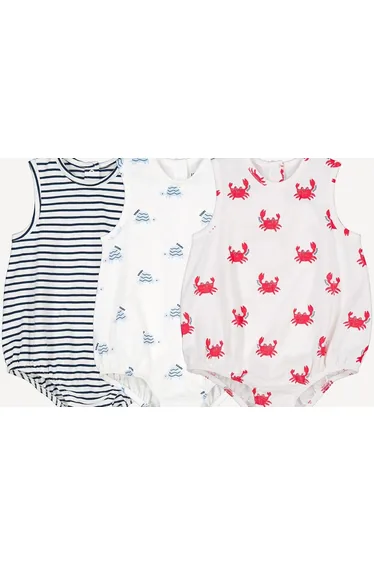 Pack of 3 Sleeveless Crew Neck Rompers