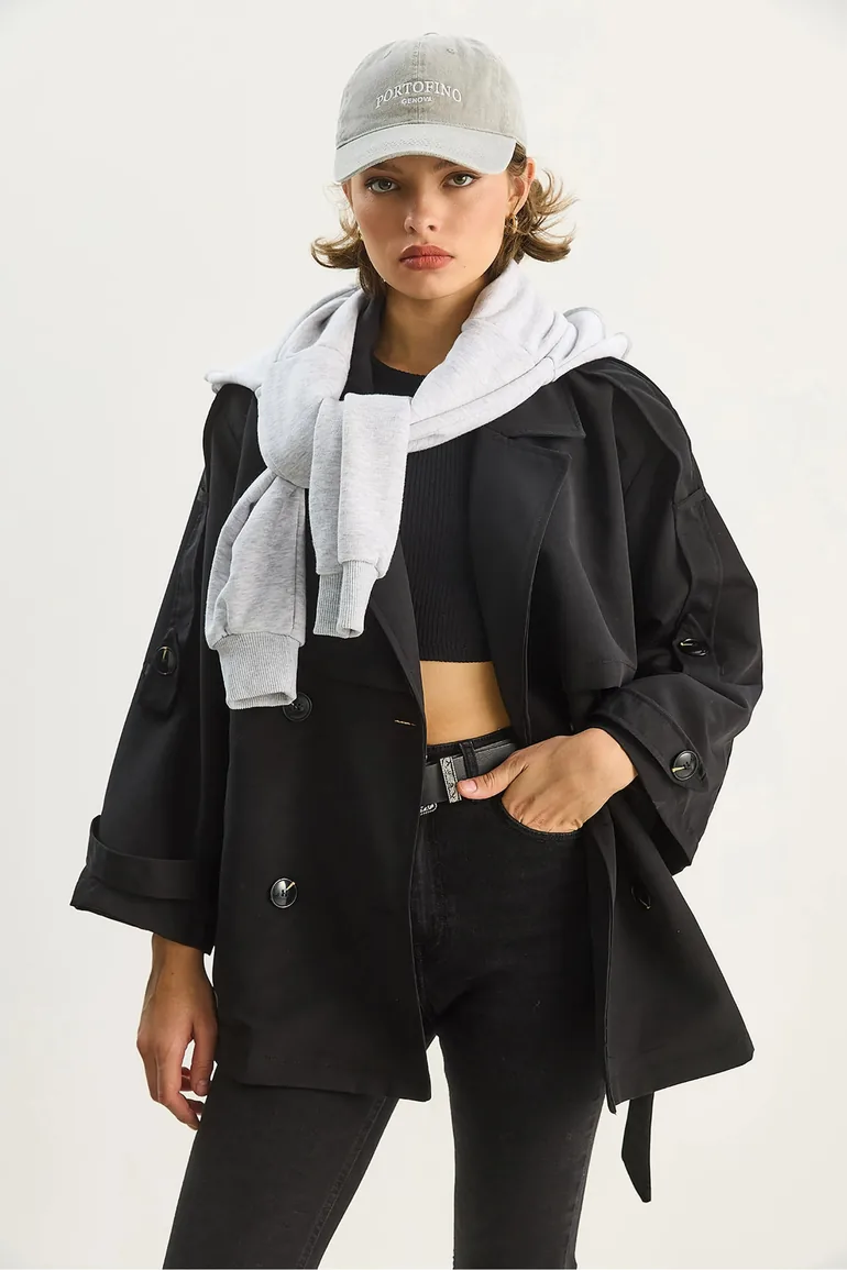 LUCCI Buttoned Midi Trench Coat - 1