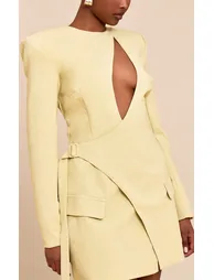 PLT Label Green Tailored Asymmetrical Cut Out Blazer Dress - 3