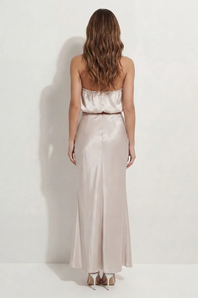 Premium Satin Draped Crop Top Co-Ord - 2