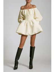 Daoud Off Shoulder Ruch Mini Dress - 1