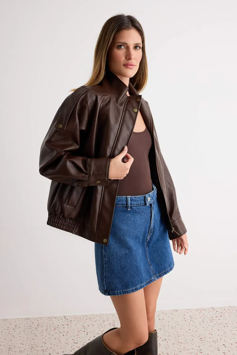 Dark Blue High Waist Mini Denim Shorts Skirt - 1