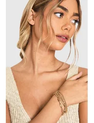 5 Pack Gold Layered Bracelets - gold