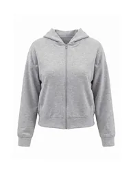 Gray Melange Premium Hooded Zippered Oversize Interlock Knitted Cardigan/Sweatshirt - 1