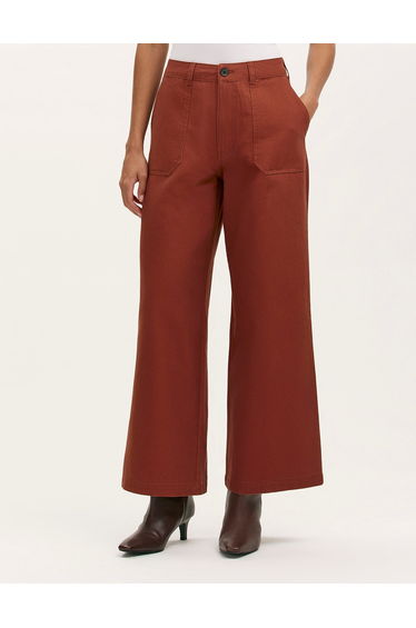 Olive Short Cotton Canvas Wide Trouser product thumbnail 2