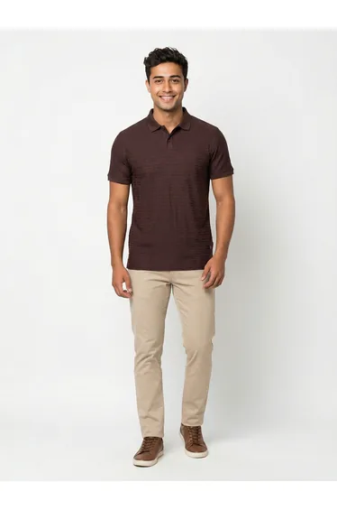 Brown Textured Polo