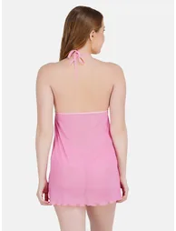 Women Pink Lace Babydoll with Brief Set - 4