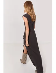 Draped Neck Column Jersey Dress - 1