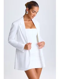 Oversized Single-Breasted Blazer in White - 5
