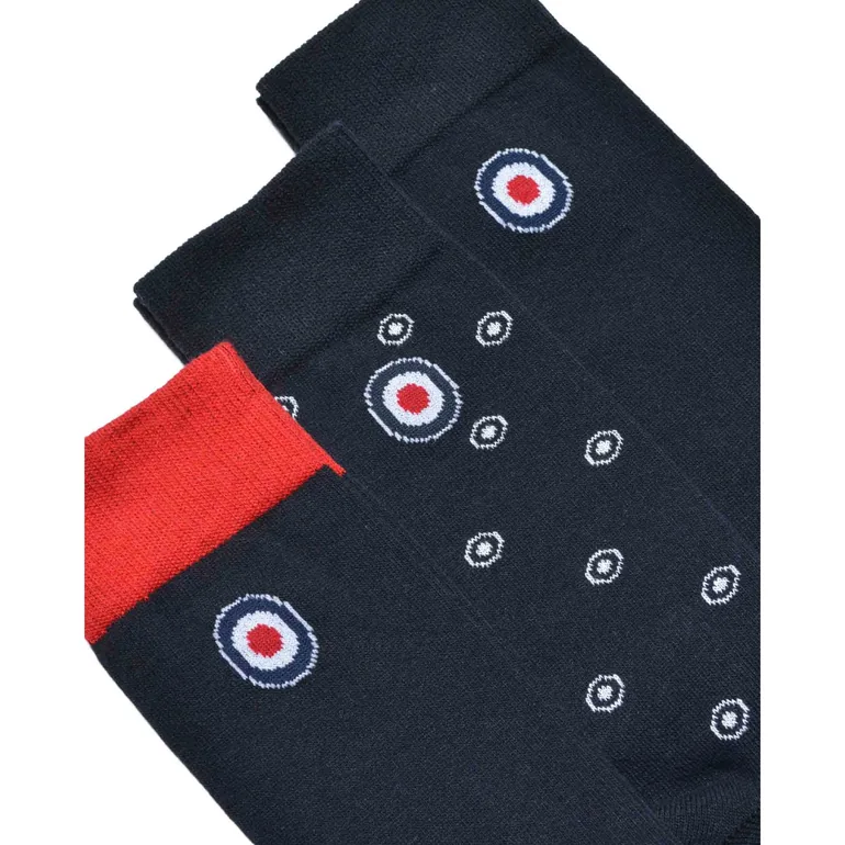 Lambretta Mens Paisley Socks (Pack of 3) - Navy/Red/White - 2