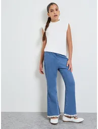 Teen Girls Flared Jeans with Lace Hem