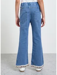 Teen Girls Flared Jeans with Lace Hem - 3