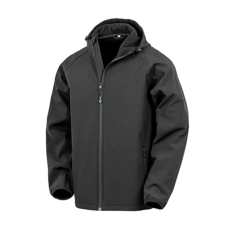 Result Mens Hooded 3 Layer Recycled Soft Shell Jacket - Black