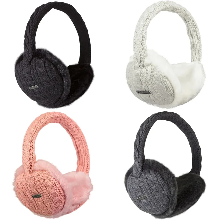 Barts Womens Monique Soft Faux Fur Cable Knit Adjustable Ear Muffs Earwarmers - 1