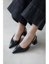 Karla Women's Heeled Crinkled Leather Shoes - 1