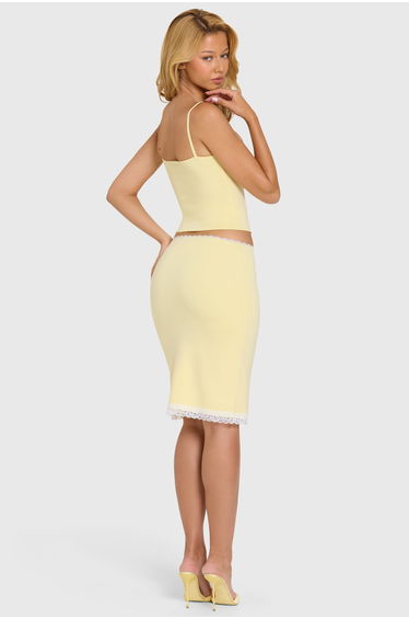 Modal Lace-Trim Midi Skirt in Butter product thumbnail 2