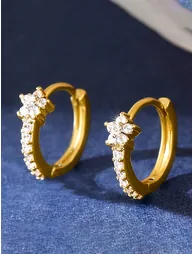 Zircon Huggie Earrings - 3