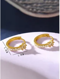 Zircon Huggie Earrings - 4