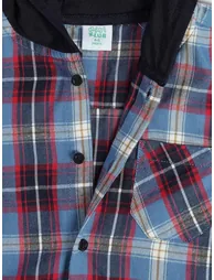 Boys Plaid Hooded Long Sleeve Shirt - 4