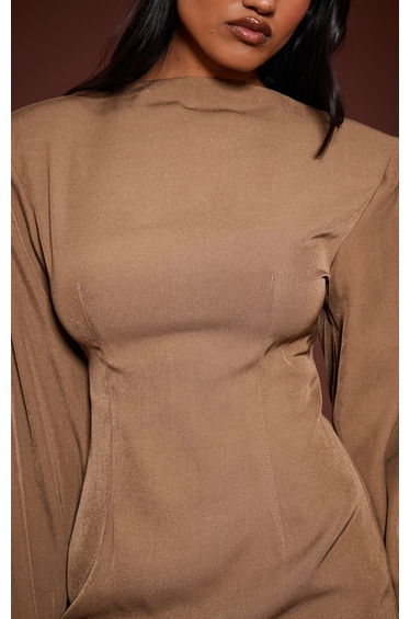 Mocha Woven Batwing Bodycon Dress product thumbnail 4