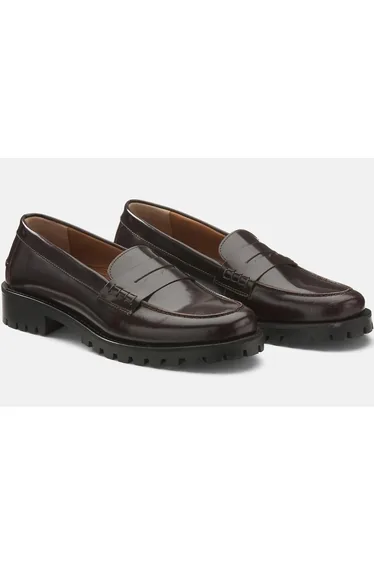 Notched Sole Leather Loafers