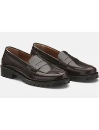 Notched Sole Leather Loafers